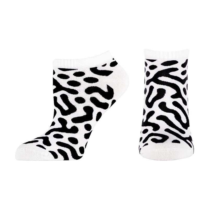 Къси дамски чорапи от бамбук Agiva Happy Foottopia, Лабиринт, Черен, 35-38