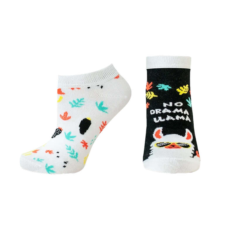 Дамски чорапи с къс конч от пениран памук Agiva Happy Foottopia Графичен дизайн Лама 39-42