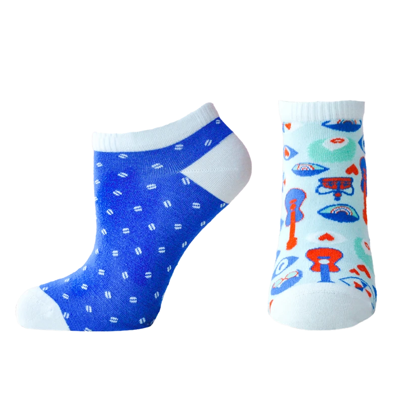 Дамски чорапи за маратонки Agiva Happy Foottopia, От бамбук, С графичен дизайн, 35-38, Китари