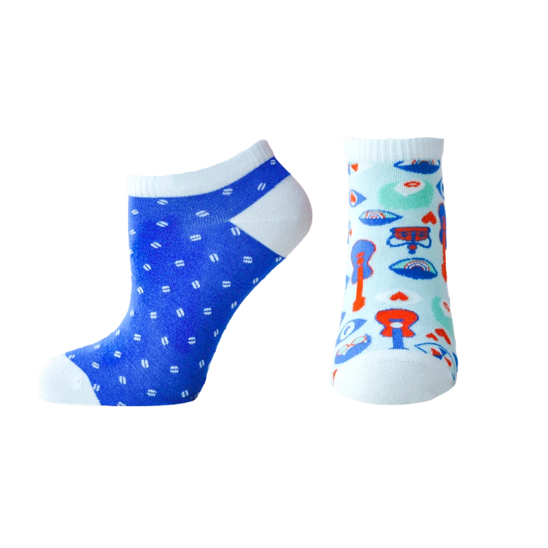 Дамски чорапи за маратонки Agiva Happy Foottopia, От бамбук, С графичен дизайн, 39-42, Китари