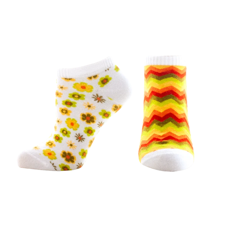 Дамски чорапи за маратонки Agiva Happy Foottopia, От бамбук, С графичен дизайн, 35-38, Цветя
