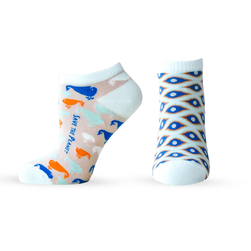 Дамски чорапи за маратонки Agiva Happy Foottopia, От бамбук, С графичен дизайн, 35-38, Кит