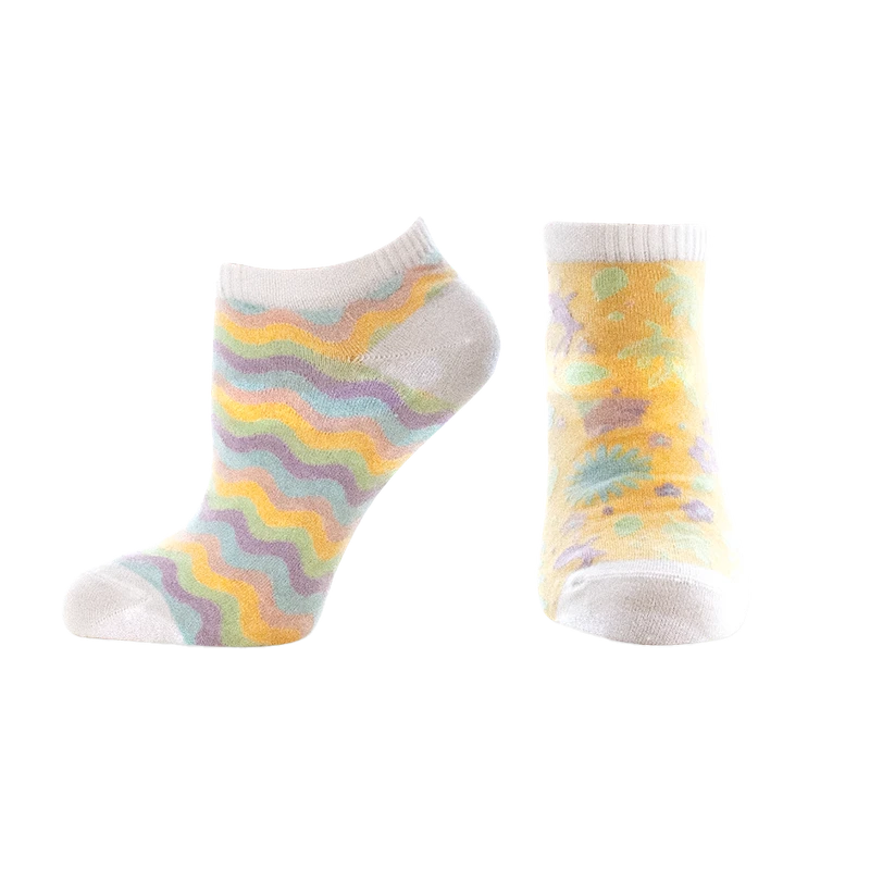 Дамски чорапи за маратонки Agiva Happy Foottopia, От бамбук, С графичен дизайн, 35-38, Вълни