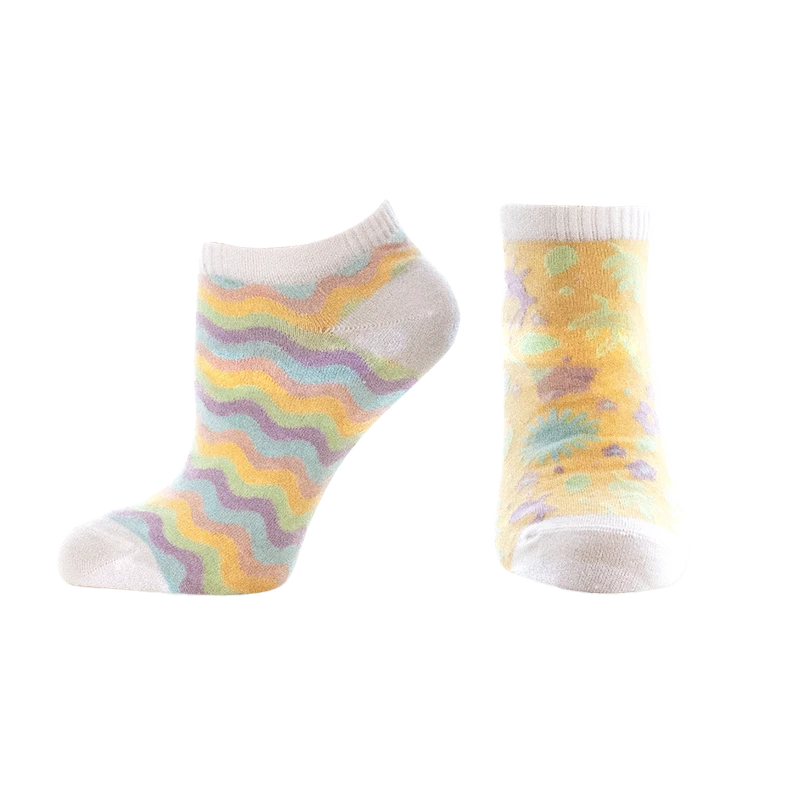 Дамски чорапи за маратонки Agiva Happy Foottopia, От бамбук, С графичен дизайн, 39-42, Вълни