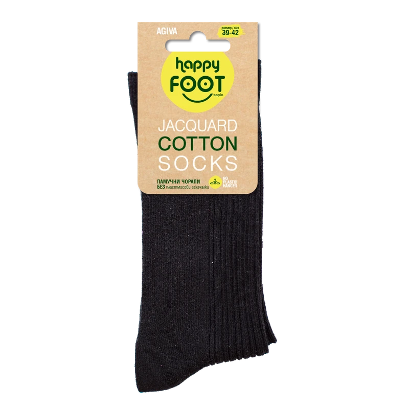 Дамски чорапи Agiva Happy Foottopia, Памук Жакард, Черни, 39-42 размер