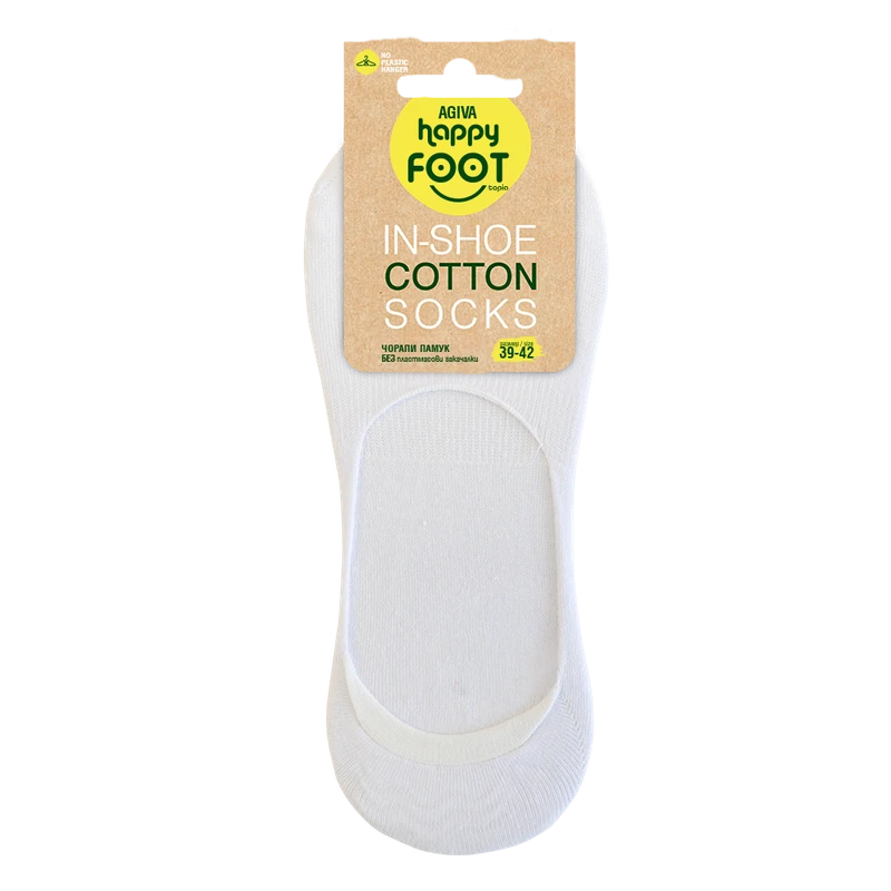 Дамски терлици за маратонки Agiva Happy Foottopia, In shoe, Памук, Бял, 39-42 размер
