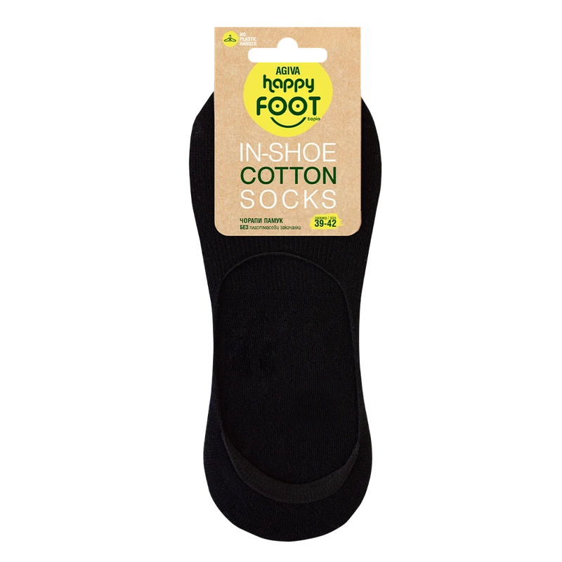 Дамски терлици за маратонки Agiva Happy Foottopia, In shoe, Памук, Черен, 39-42 размер