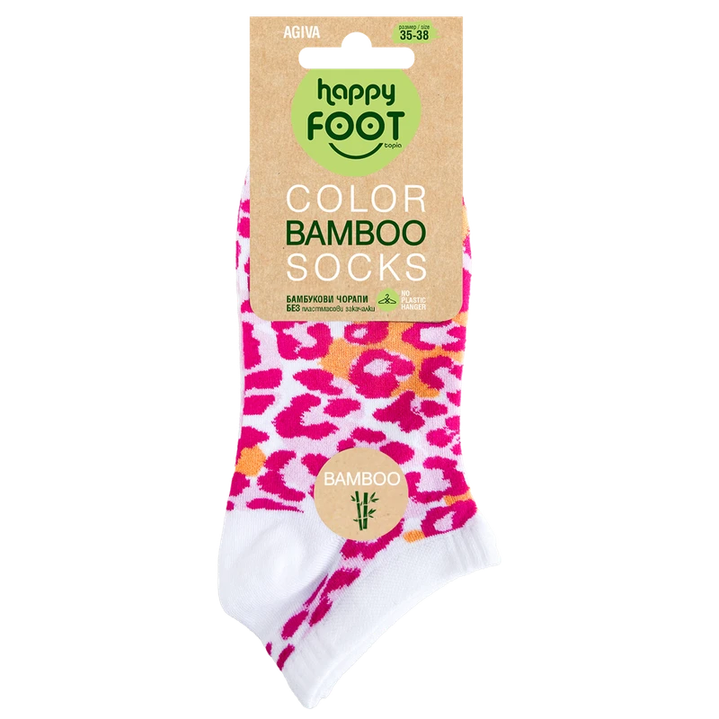 Дамски чорапи с къс конч Аgiva Happy Foottopia, Бамбук, Розов принт, 35-38