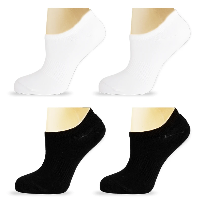 Комплект дамски терлици за маратонки Agiva Happy Foottopia, Premium, Органичен бамбук, 39-42, Бели, Черни, 2 бр