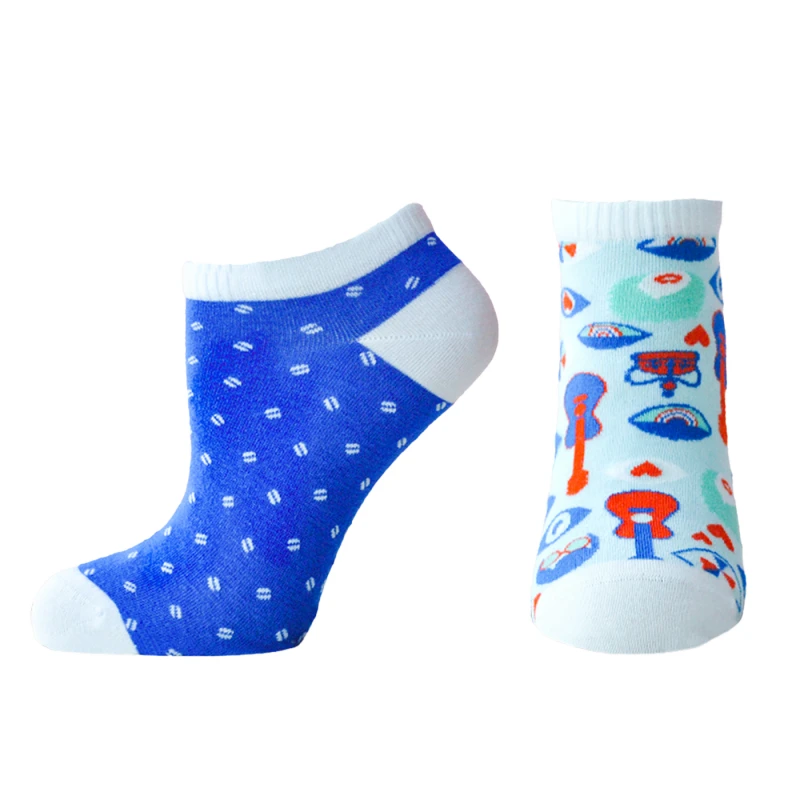 Дамски чорапи за маратонки Agiva Happy Foottopia, От бамбук, С графичен дизайн, 35-38, Китари