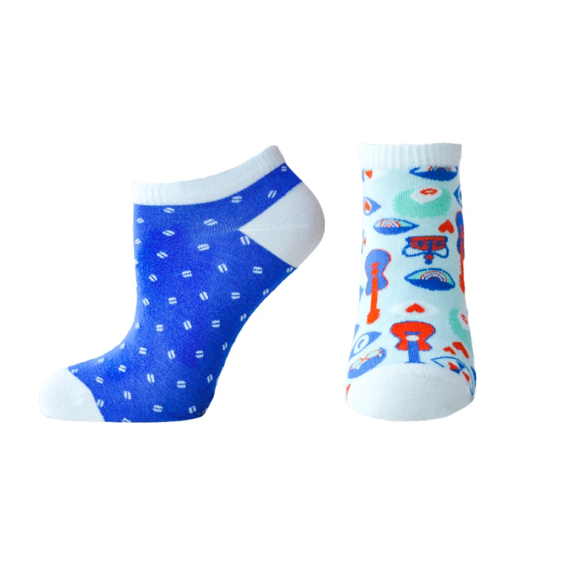 Дамски чорапи за маратонки Agiva Happy Foottopia, От бамбук, С графичен дизайн, 39-42, Китари