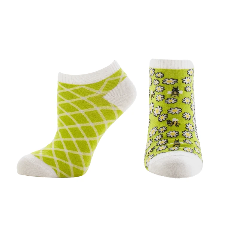 Дамски чорапи за маратонки Agiva Happy Foottopia, От бамбук, С графичен дизайн, 39-42, Пчелички