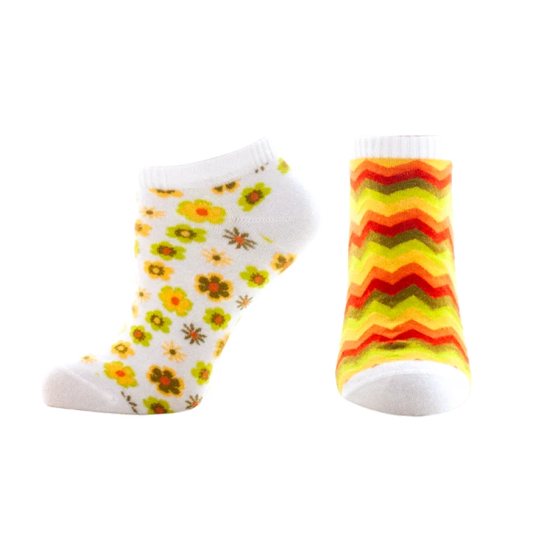Дамски чорапи за маратонки Agiva Happy Foottopia, От бамбук, С графичен дизайн, 35-38, Цветя