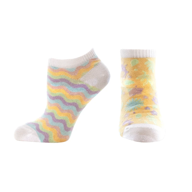 Дамски чорапи за маратонки Agiva Happy Foottopia, От бамбук, С графичен дизайн, 39-42, Вълни
