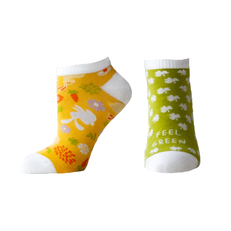 Дамски чорапи за маратонки Agiva Happy Foottopia, От бамбук, С графичен дизайн, 39-42, Детелини