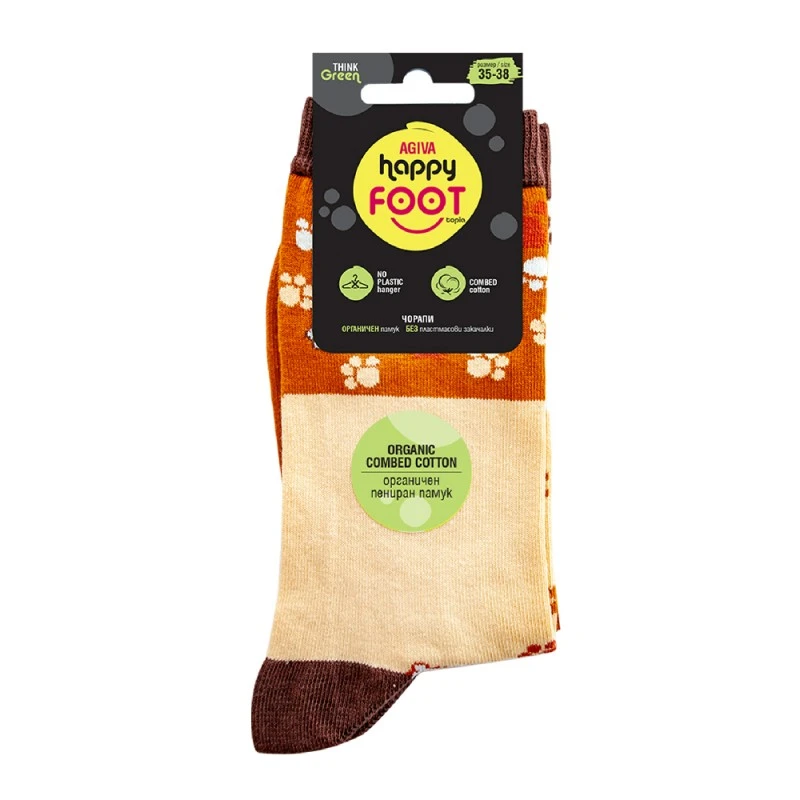 Дамски цветни чорапи за настроение Agiva Happy Foottopiа, С графичен дизайн, Puppy, 35-38