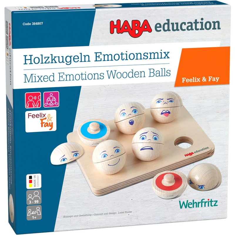Игра за емоции, 6 броя дървени топки, 3+ години