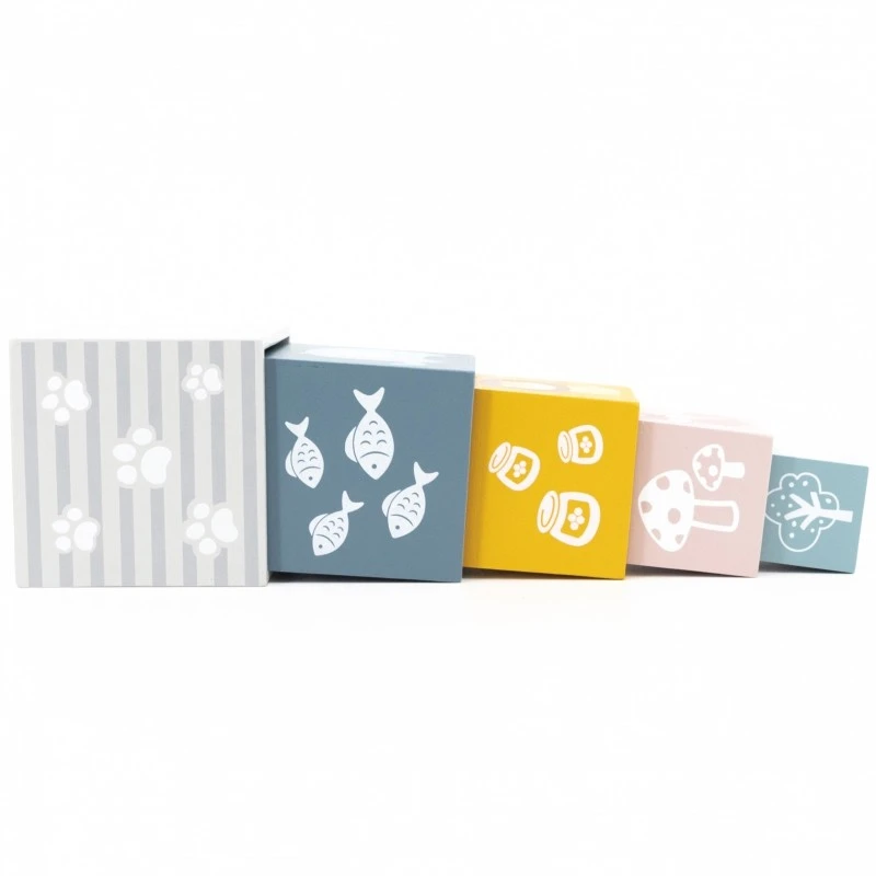 Дървени кубчета сортер, Числа и животни, 9 части