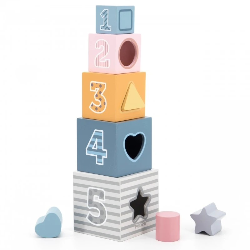 Дървени кубчета сортер, Числа и животни, 9 части