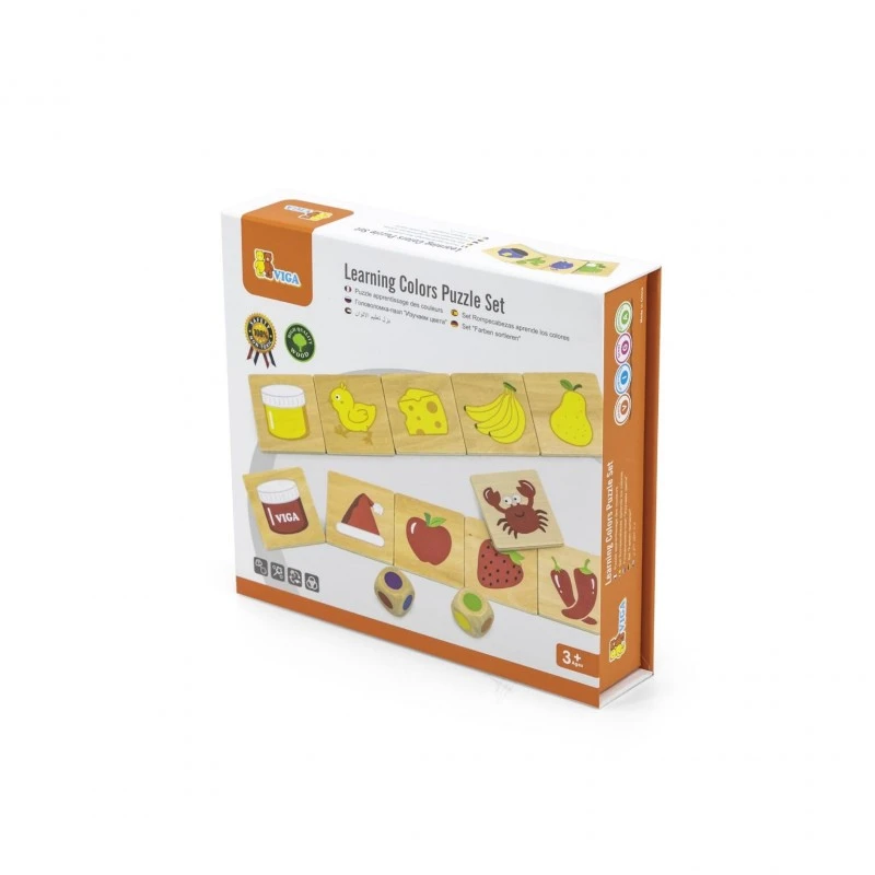 Игра за цветове със зарове VIGA, от дърво