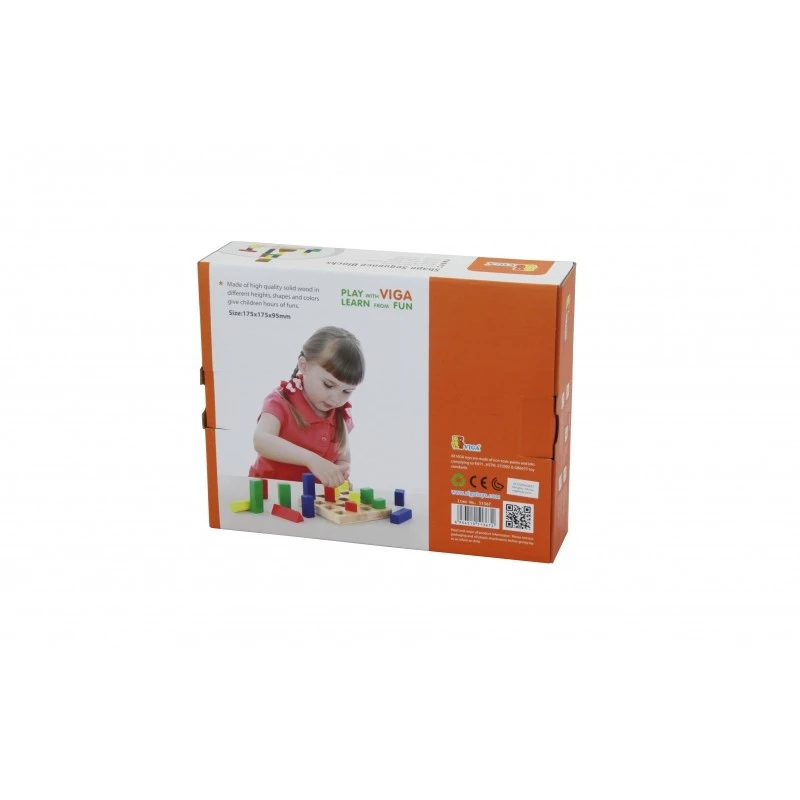 Дидактична игра с дървени кубчета - Цветове и форми VIGA