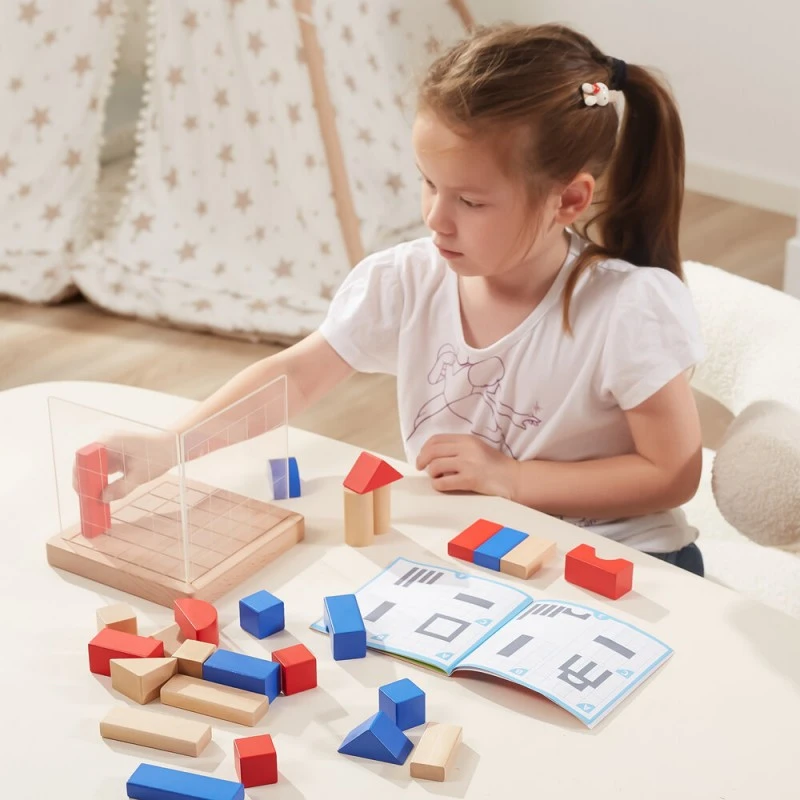 3D Монтесори игра за изграждане с дървени кубчета VIGA