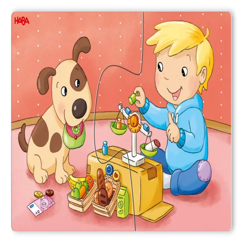 Пъзели детски Моите играчки 2+, 10 броя, 2 части, Картон, Немски, Haba 306799