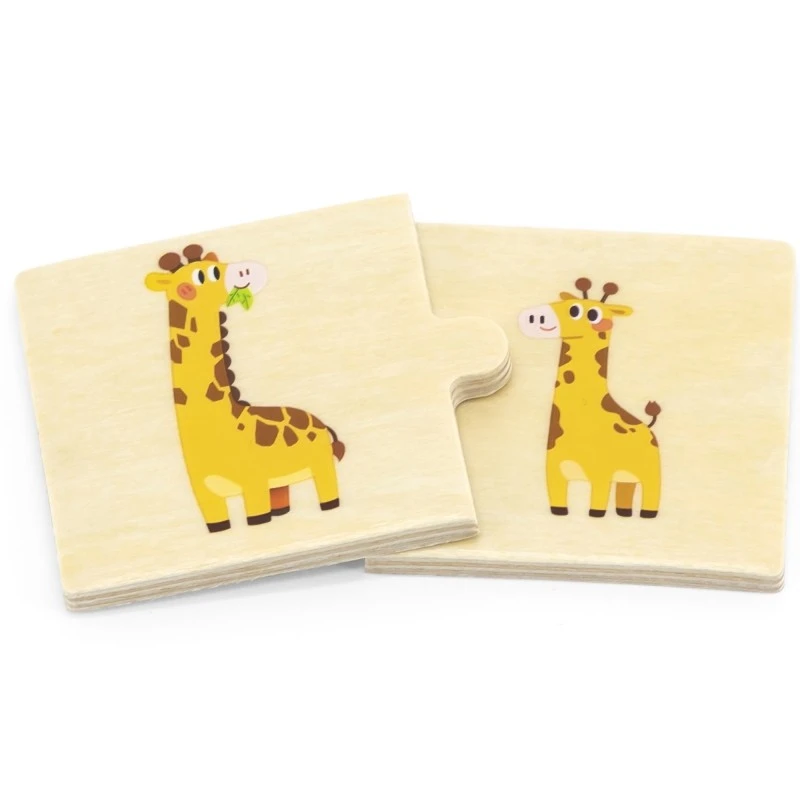 Дървен пъзел Животни малко/голямо, 12 пъзела с по 2 части