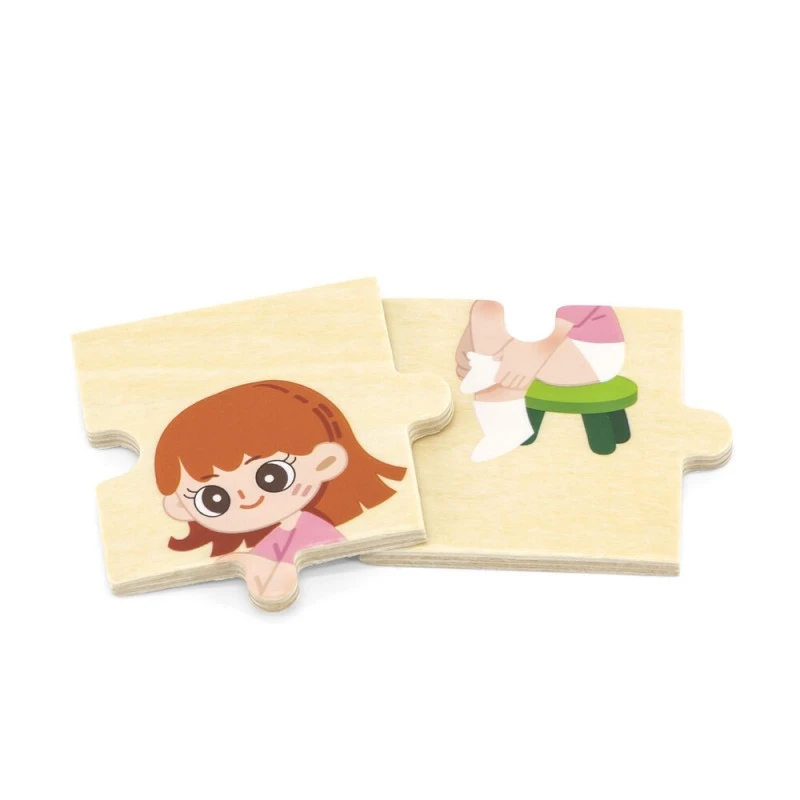  Дървен пъзел Последователност на обличането,28 плочки, 2 модела