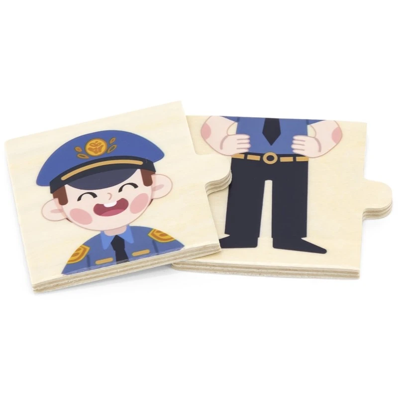 Дървен пъзел Професии и работно място, 8 пъзела, 24 елемента