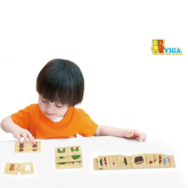 Дървен пъзел Противоположности, 24 плочки 12 двойки