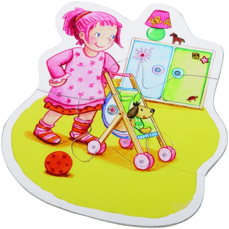 Пъзели детски Лили и приятели 2+, 6 броя, Картон, Дървена фигура, Немски, Haba 5940