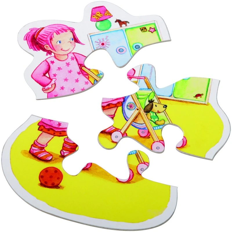 Пъзели детски Лили и приятели 2+, 6 броя, Картон, Дървена фигура, Немски, Haba 5940