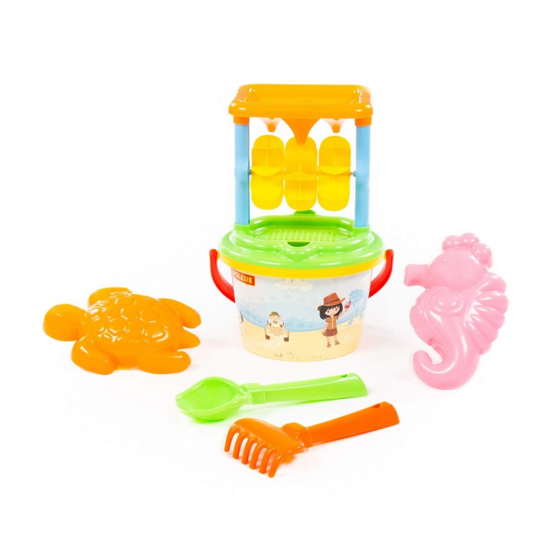 Плажен комплект с мелница розов (7 части) 35769