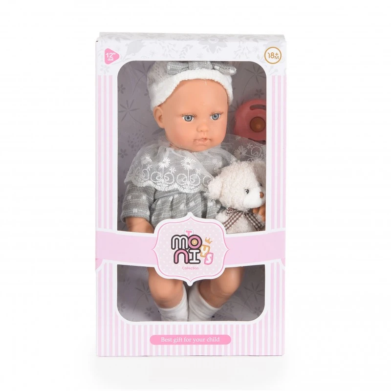 Кукла 30 cm Lovely Baby със сива рокля LS1255-11