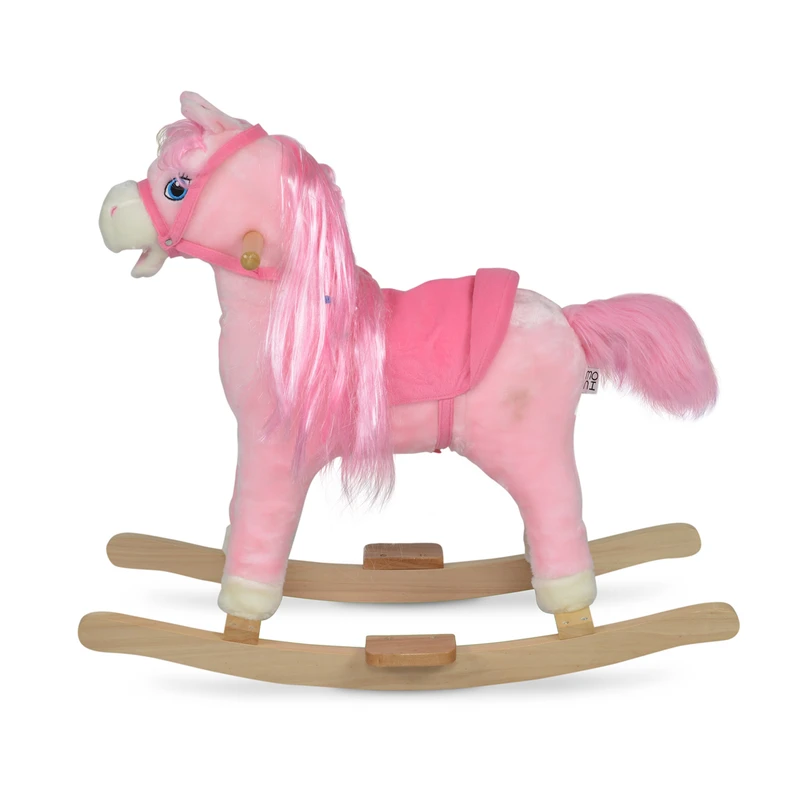Moni Toys Люлка плюшена кон Rose розов