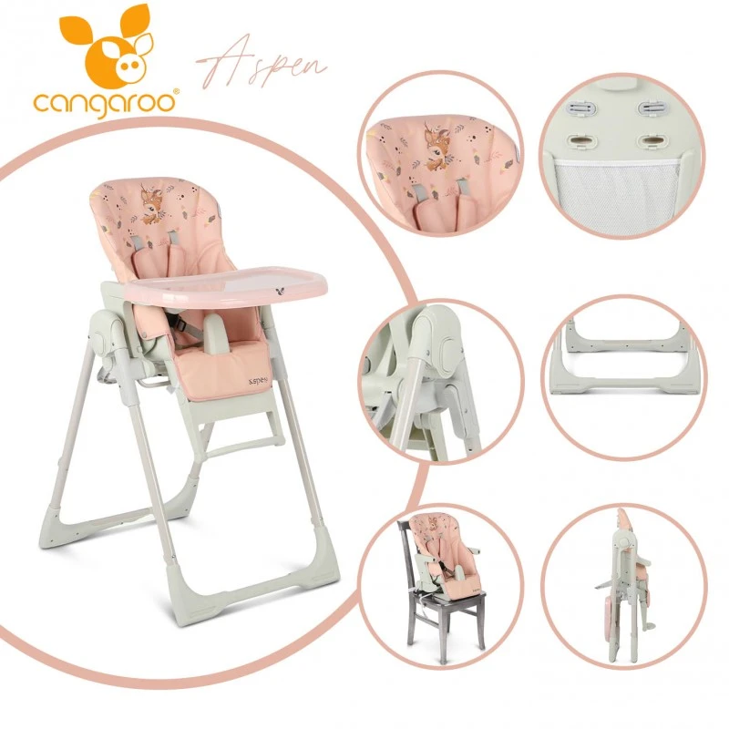 Cangaroo Стол за хранене Aspen 2 в 1 розов