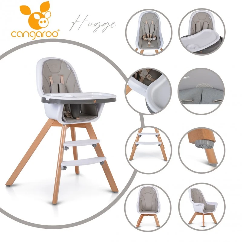 Cangaroo Дървен стол за хранене Hygge сив