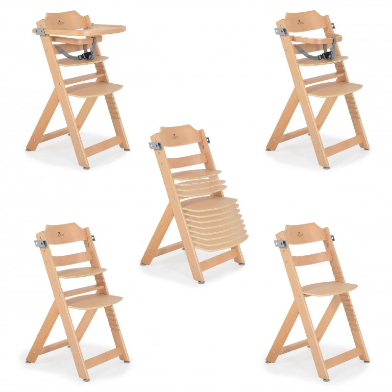 Cangaroo Дървен стол за хранене 2 в 1 Nibbo натурален