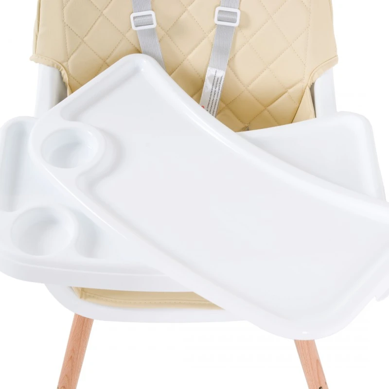 Дървен стол за хранене Gelato 2 в 1 бежов