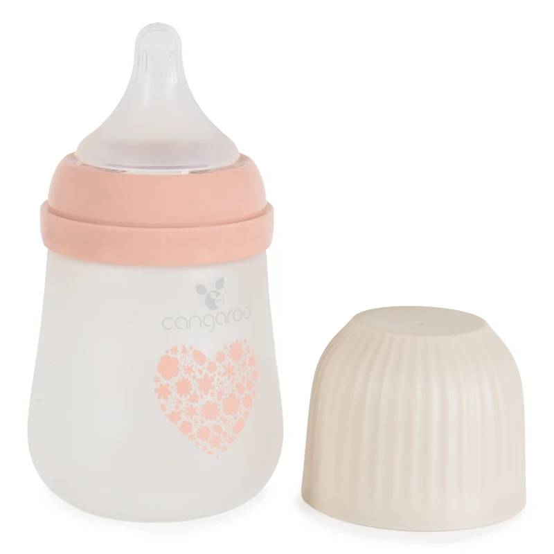 Шише Стъклено широко 180ml Amori розов
