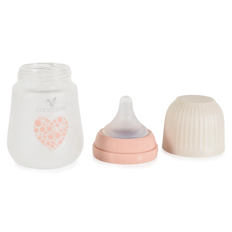 Шише Стъклено широко 180ml Amori розов