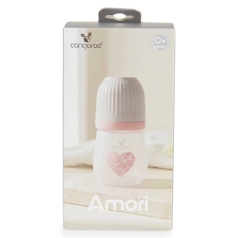 Шише Стъклено широко 180ml Amori розов