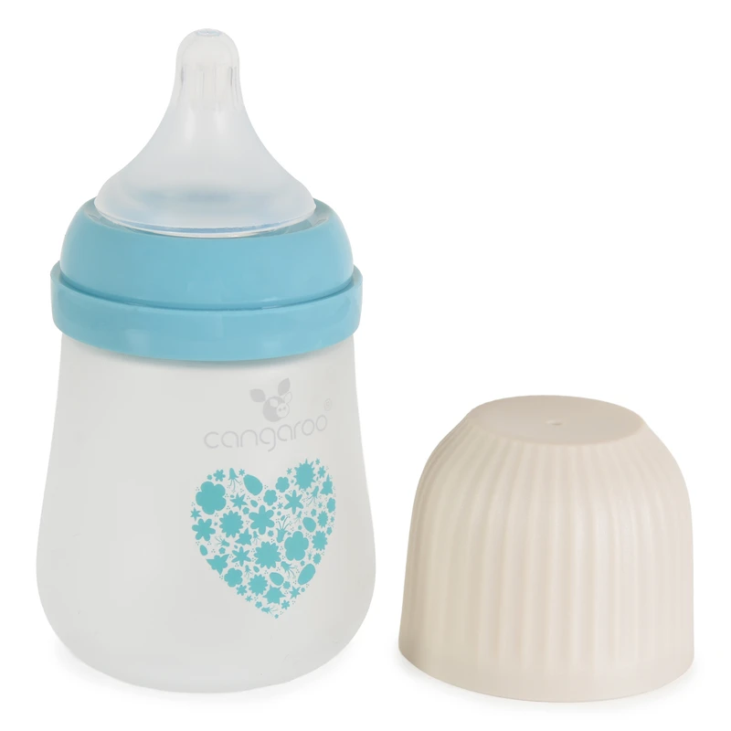 Шише Стъклено широко 180ml Amori син