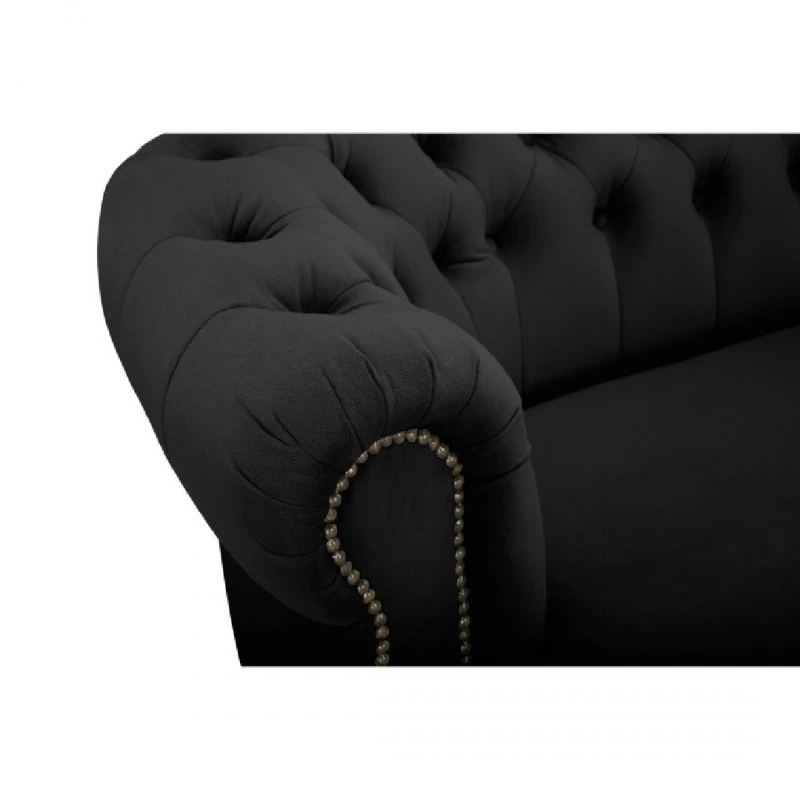 Триместнo канапе Chesterfield Curved, 230 х 80 х 86 см, Черно