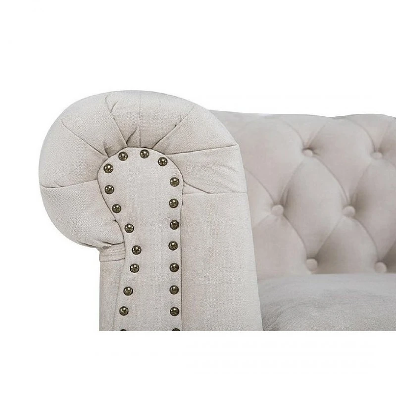 Триместен диван, Chesterfield Deluxe, 203 х 80 х 86, Бежов
