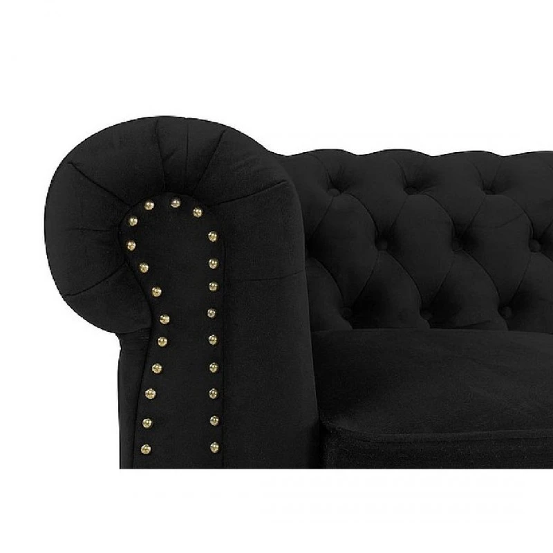 Триместен диван, Chesterfield Deluxe, 203 х 80 х 86, Черен