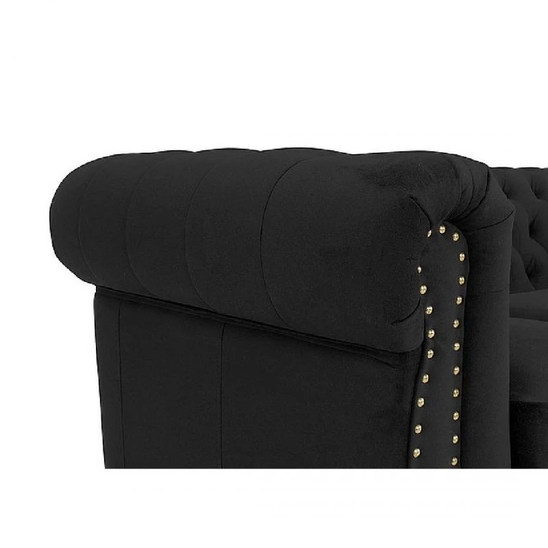 Триместен диван, Chesterfield Deluxe, 203 х 80 х 86, Черен