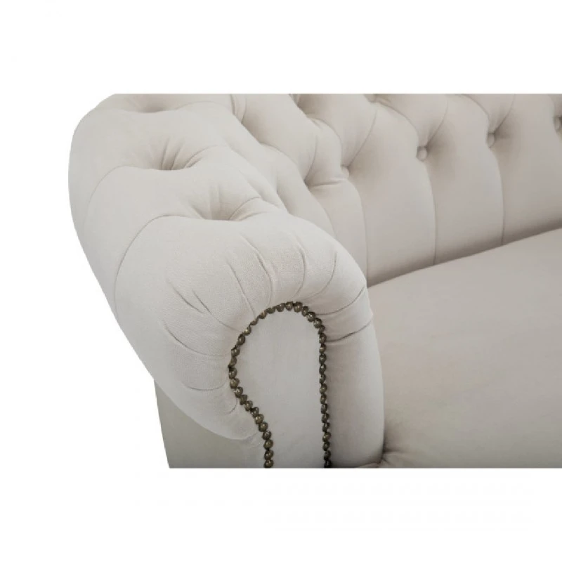 Триместнo канапе Chesterfield Curved, 230 х 80 х 86 см, Бежово