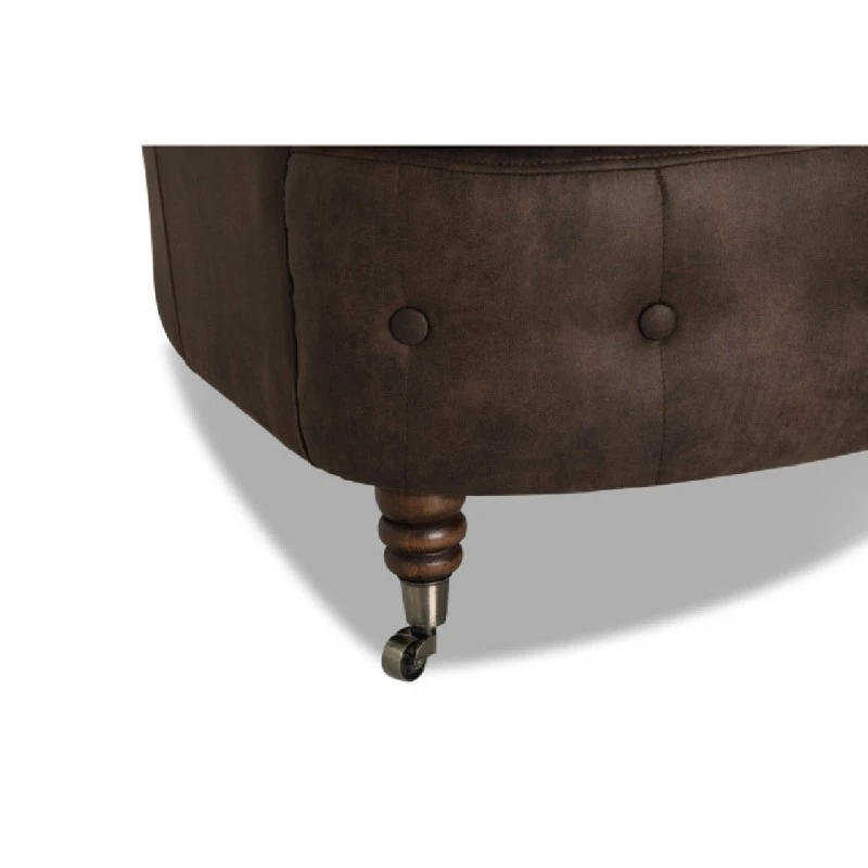 Триместнo извито канапе Chesterfield Curved, 230 х 80 х 86 см, Винтидж кафяво